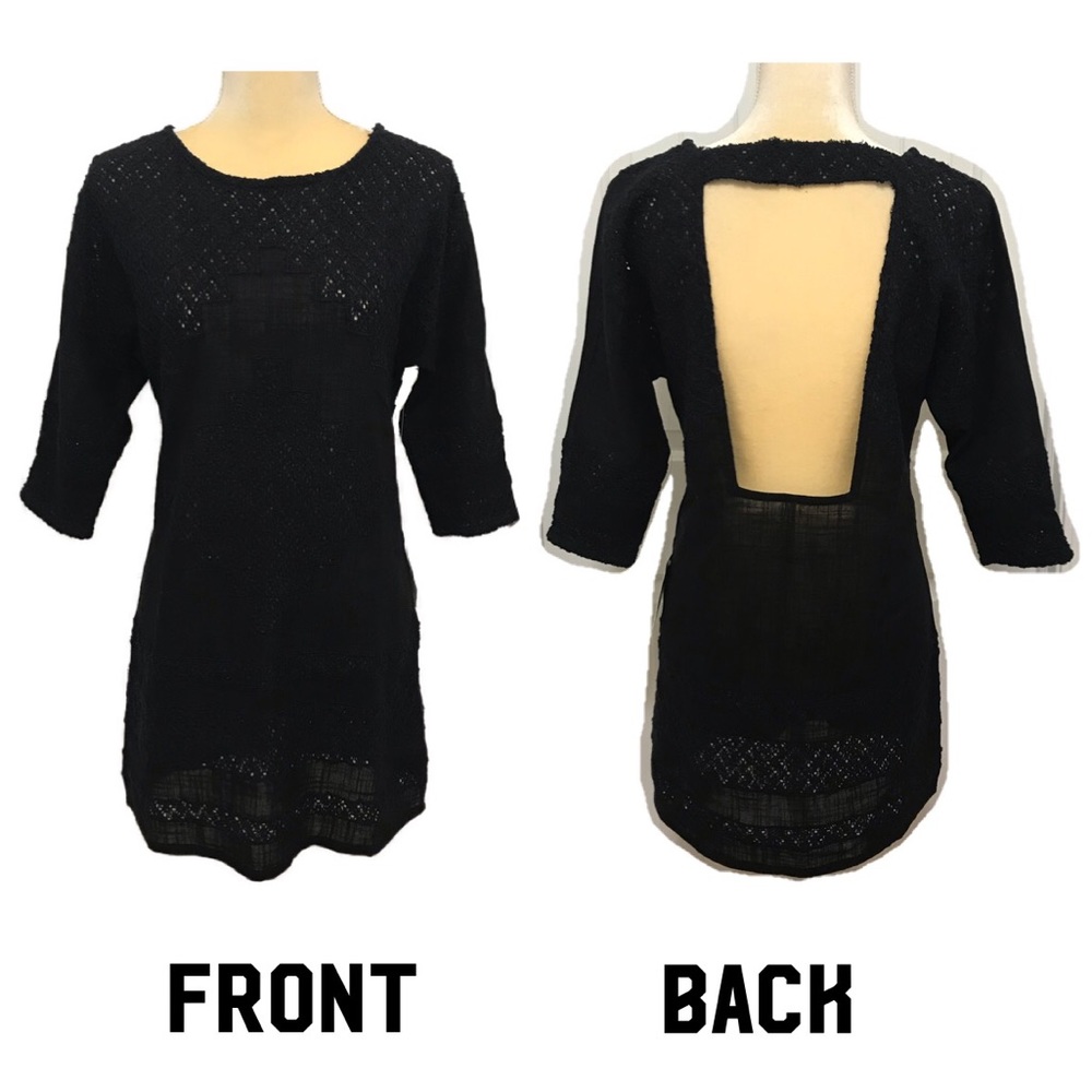 NWT Free People cotton black tunic dress coverup xs - Picture 2 of 7